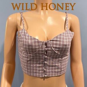 NEW Wild Honey plaid crop top bustier Small $36